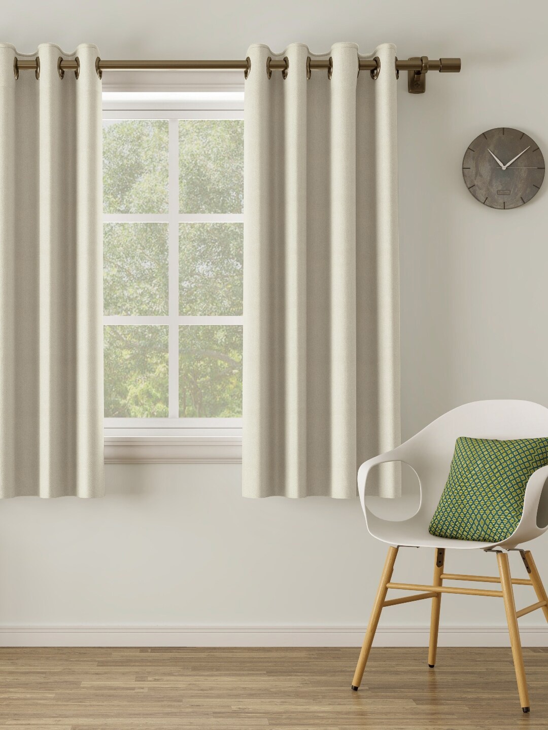 

DDecor Off-White Self Design Single Window Curtain