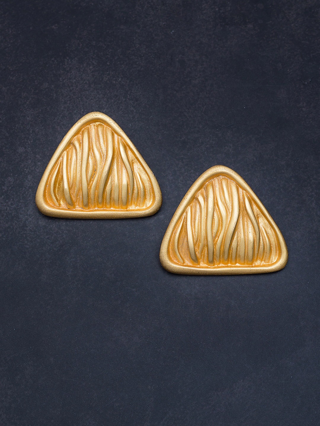 

Golden Peacock Gold-Toned Handcrafted Triangular Studs