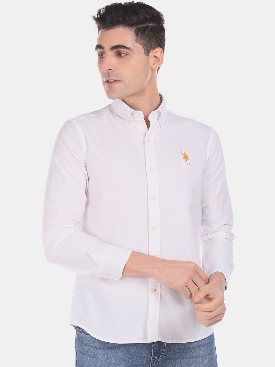 

U.S. Polo Assn. Men White Regular Fit Solid Casual Shirt