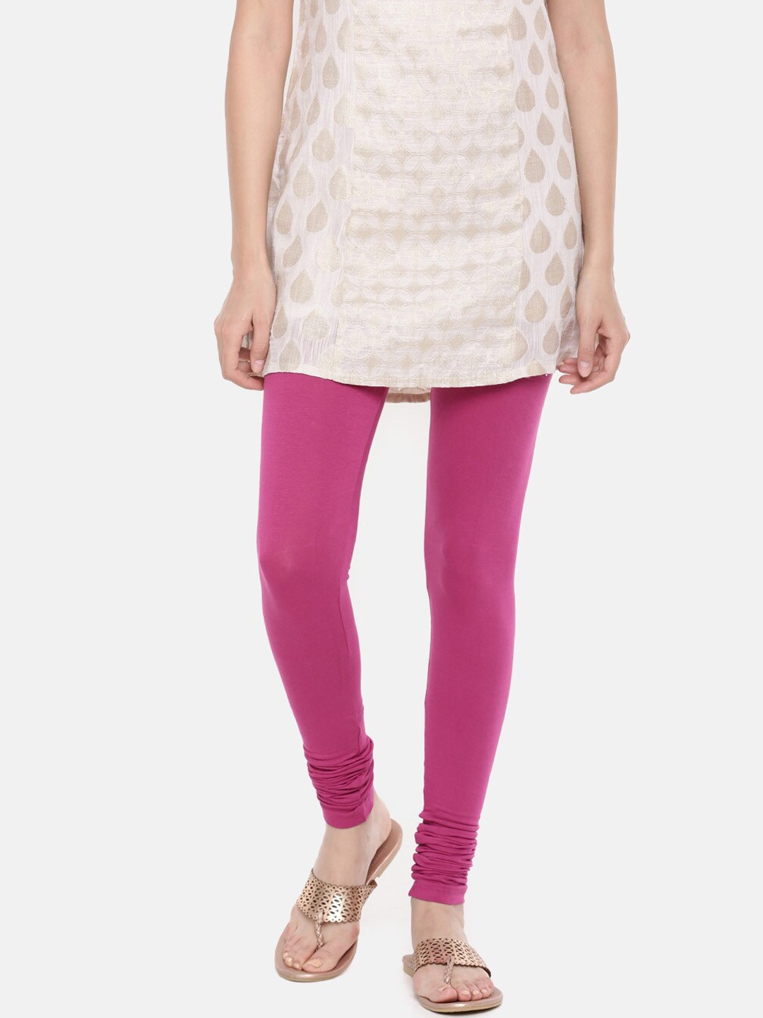 

De Moza Women Pink Solid Churidar-Length Leggings