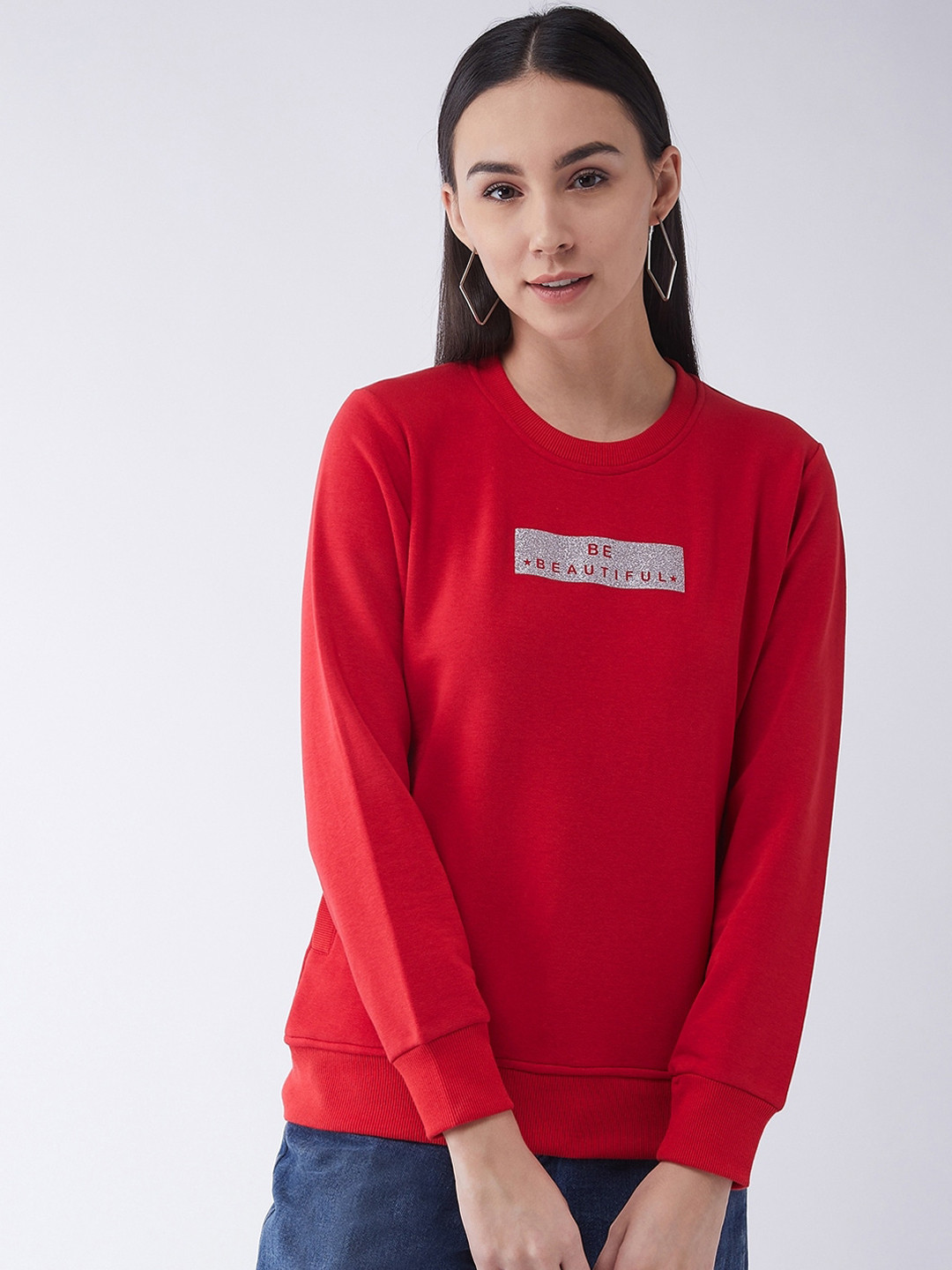 

FEMEA Women Red Printed Sweatshirt