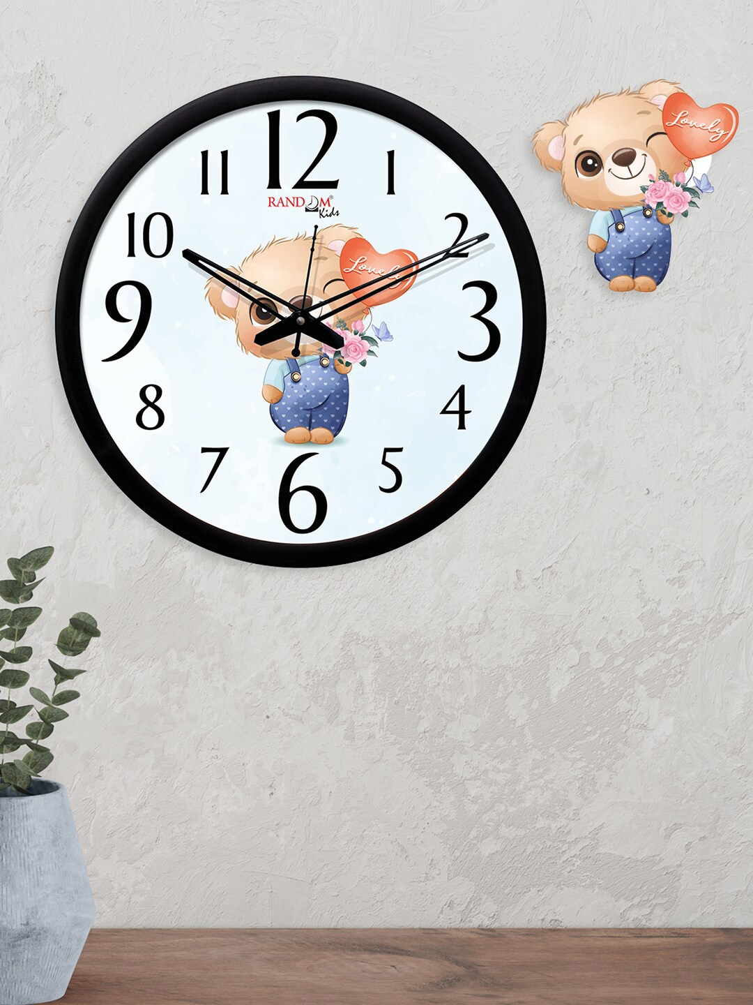 

RANDOM White & Brown Set of 2 Round Printed Analogue Wall Clock & Wall Decor