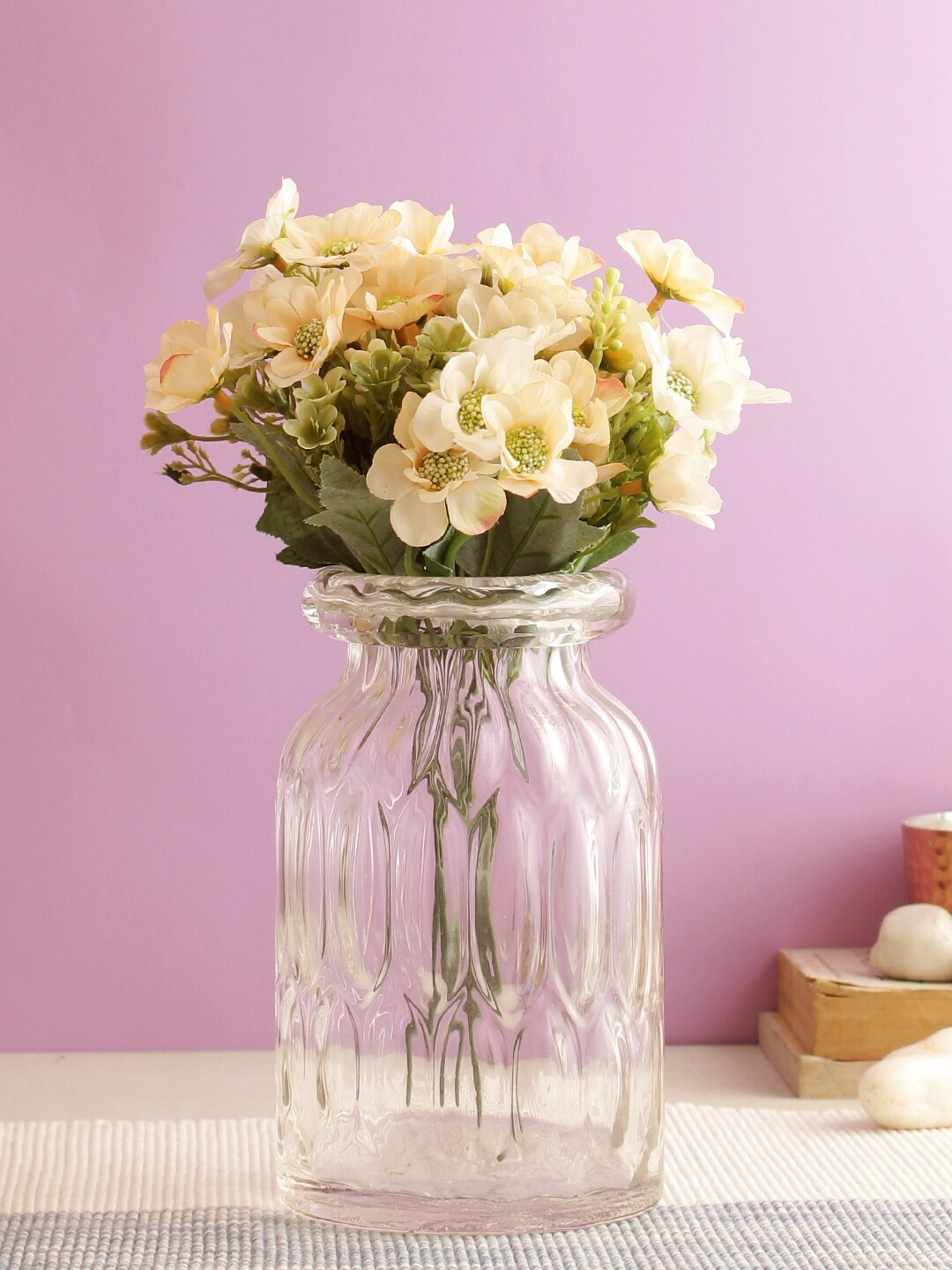 

TAYHAA Set Of 4 Peach & White Artificial Chrysanthemum Flowers
