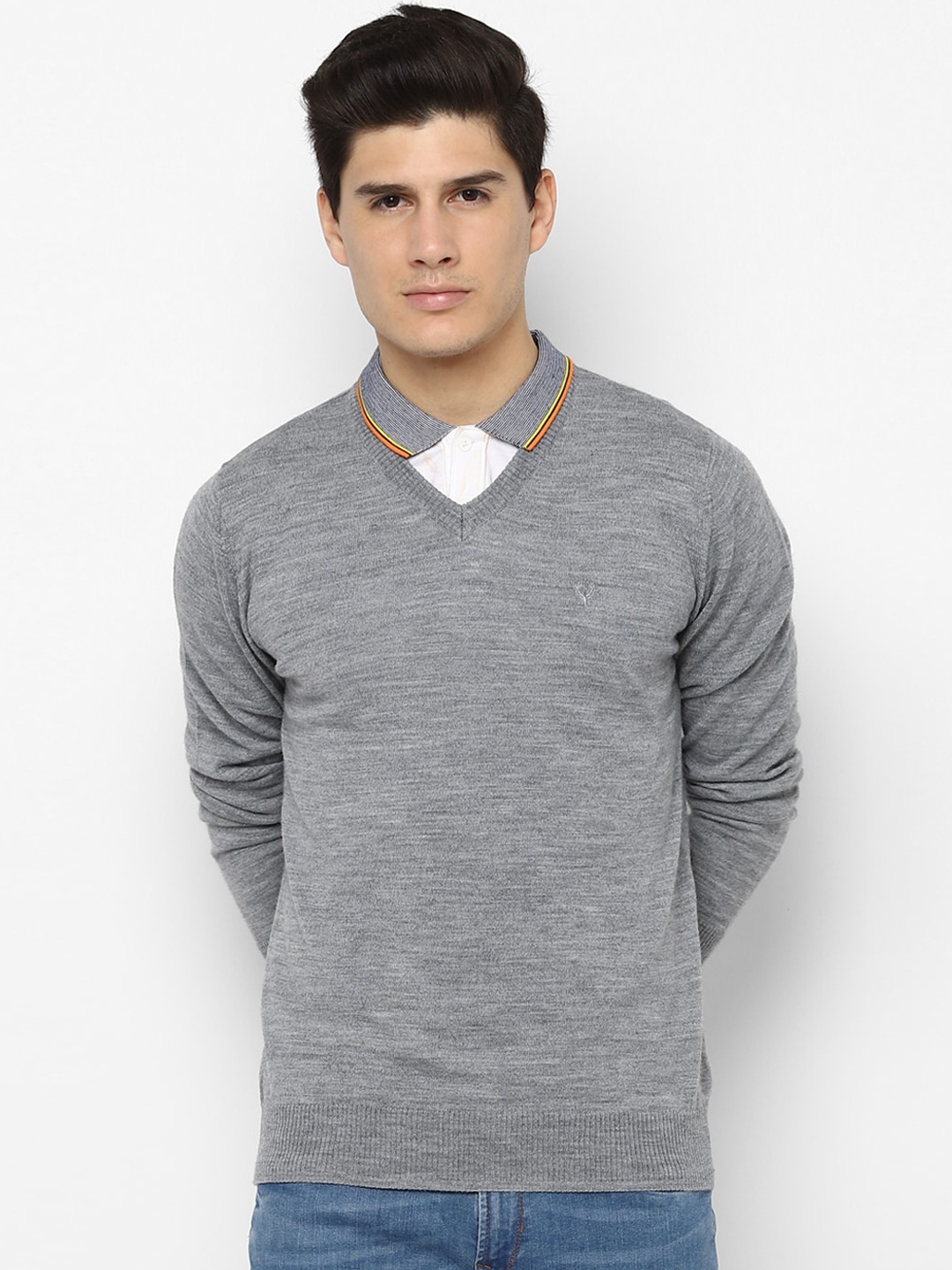 

Allen Solly Men Acrylic Grey Solid Pullover Sweater