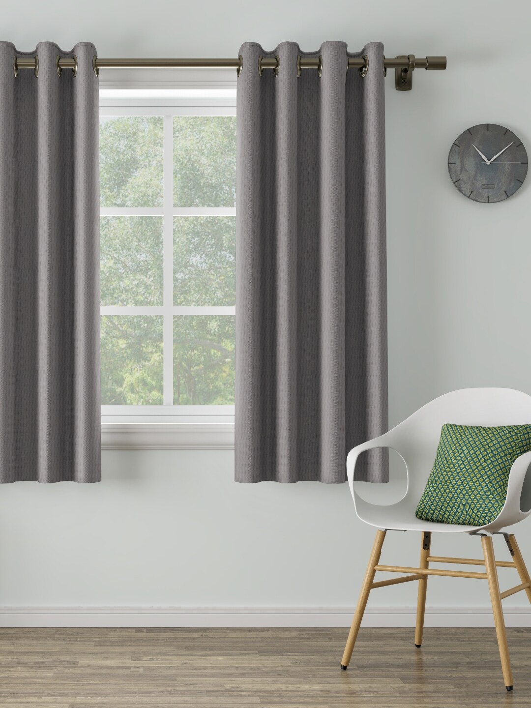 

DDecor Grey Self Design Single Window Curtain