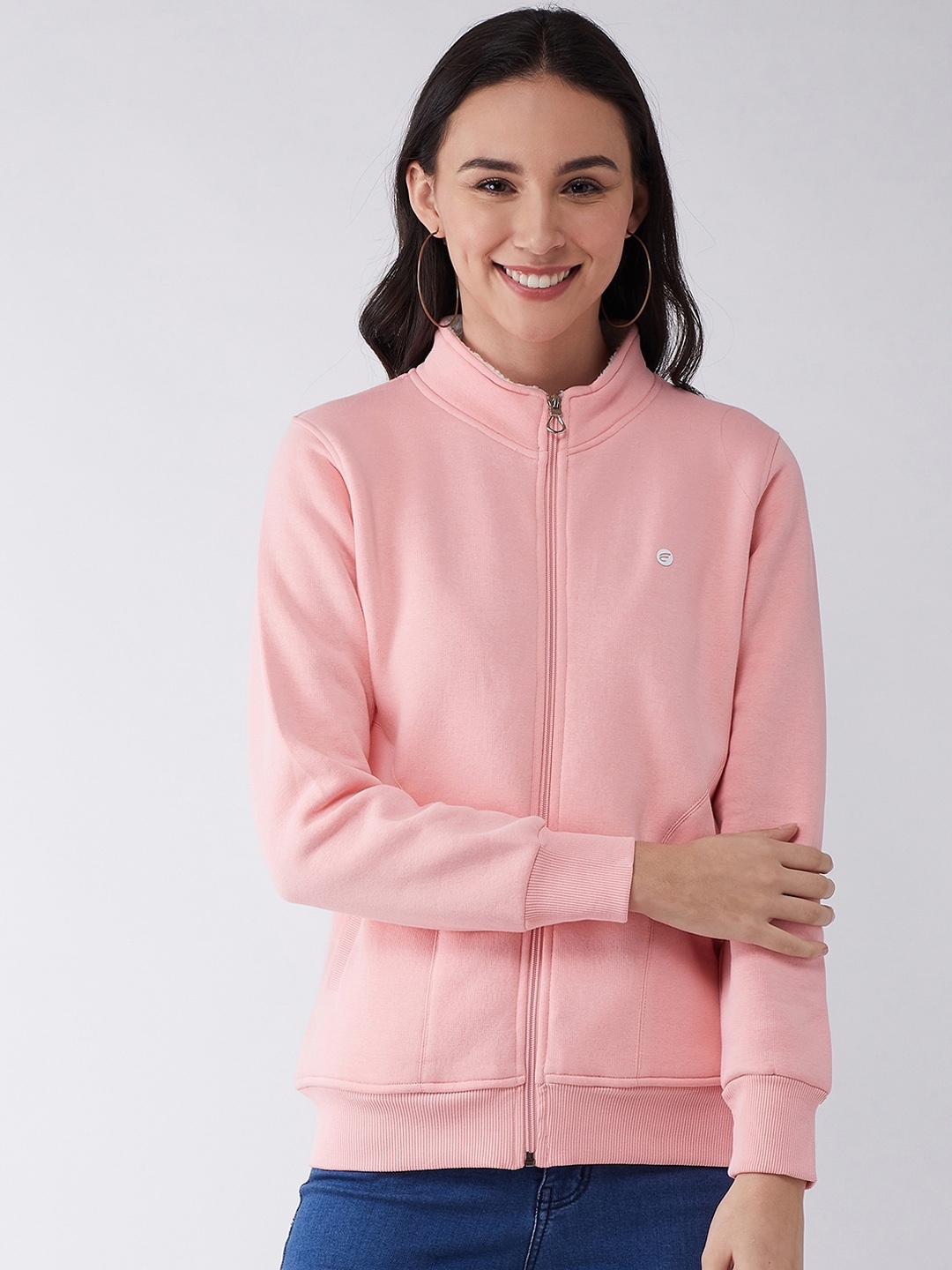 

FEMEA Women Peach-Coloured Solid Sweatshirt