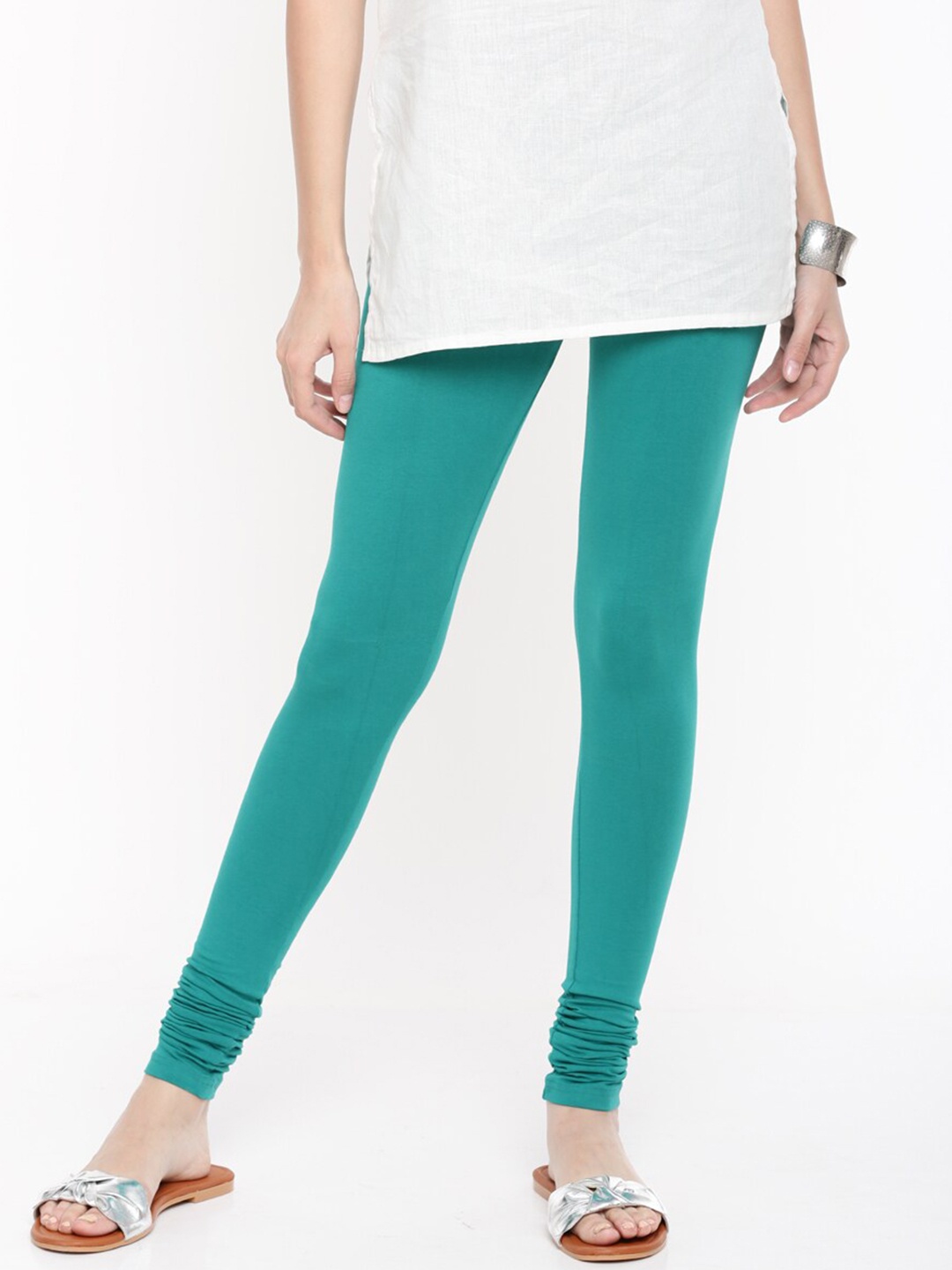 

De Moza Women Green Solid Churidar-Length Leggings