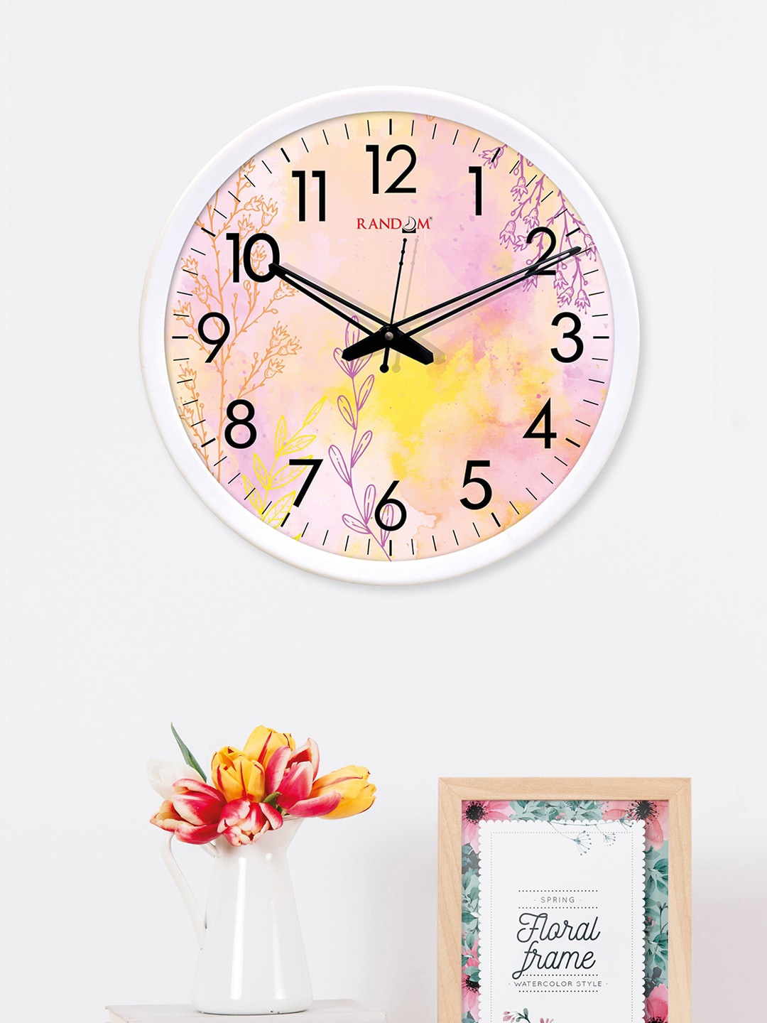 

RANDOM Pink & White Printed Analogue Wall Clock