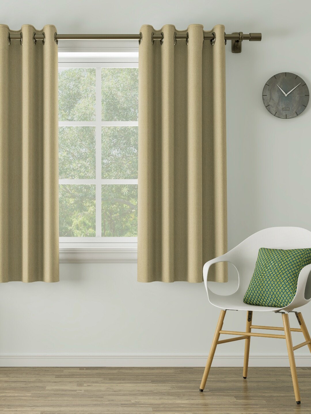 

DDecor Beige Solid Single Curtain