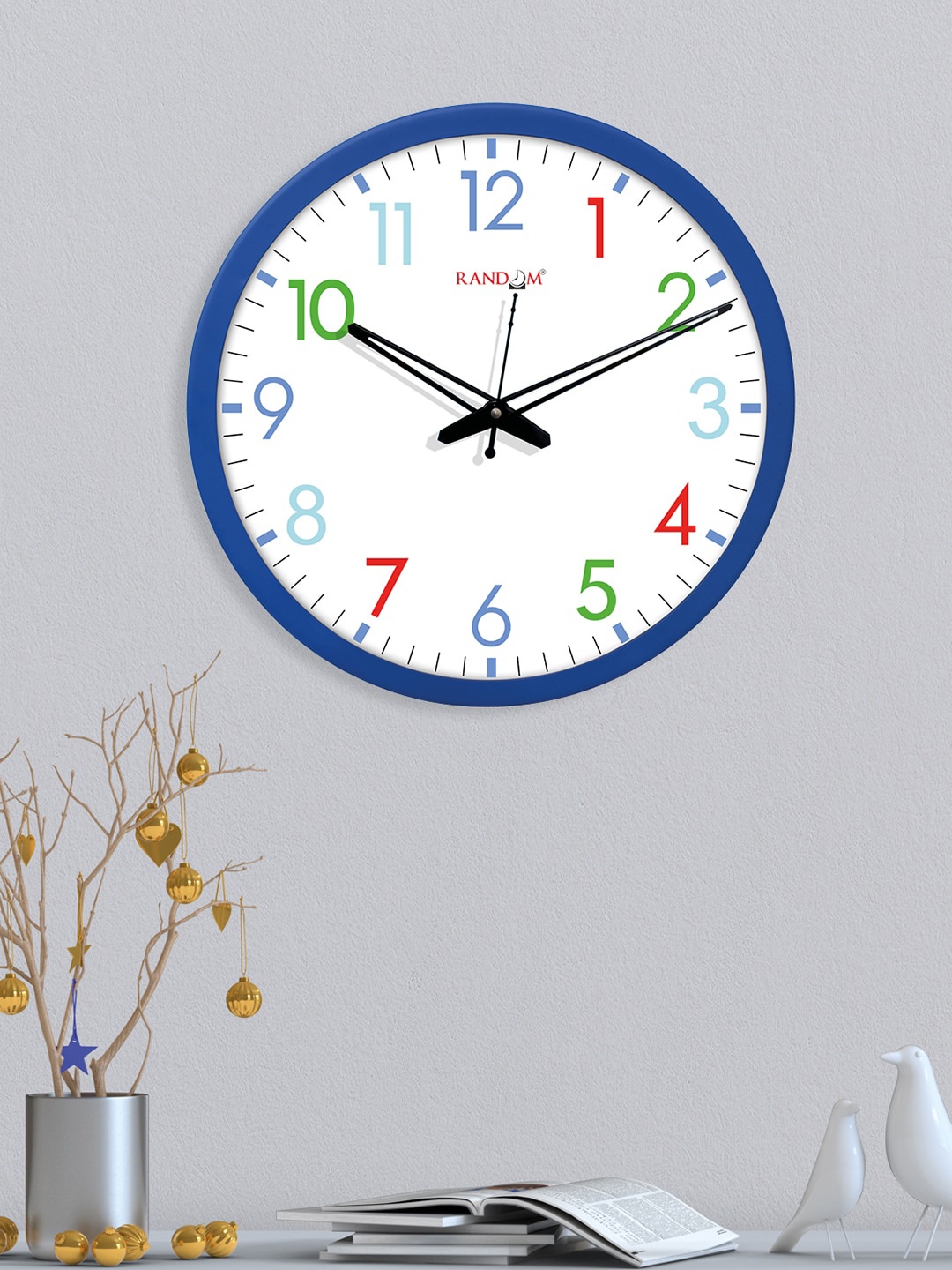 

RANDOM Blue & White Solid Round Shaped Analogue 30 x 30 cm Wall Clock