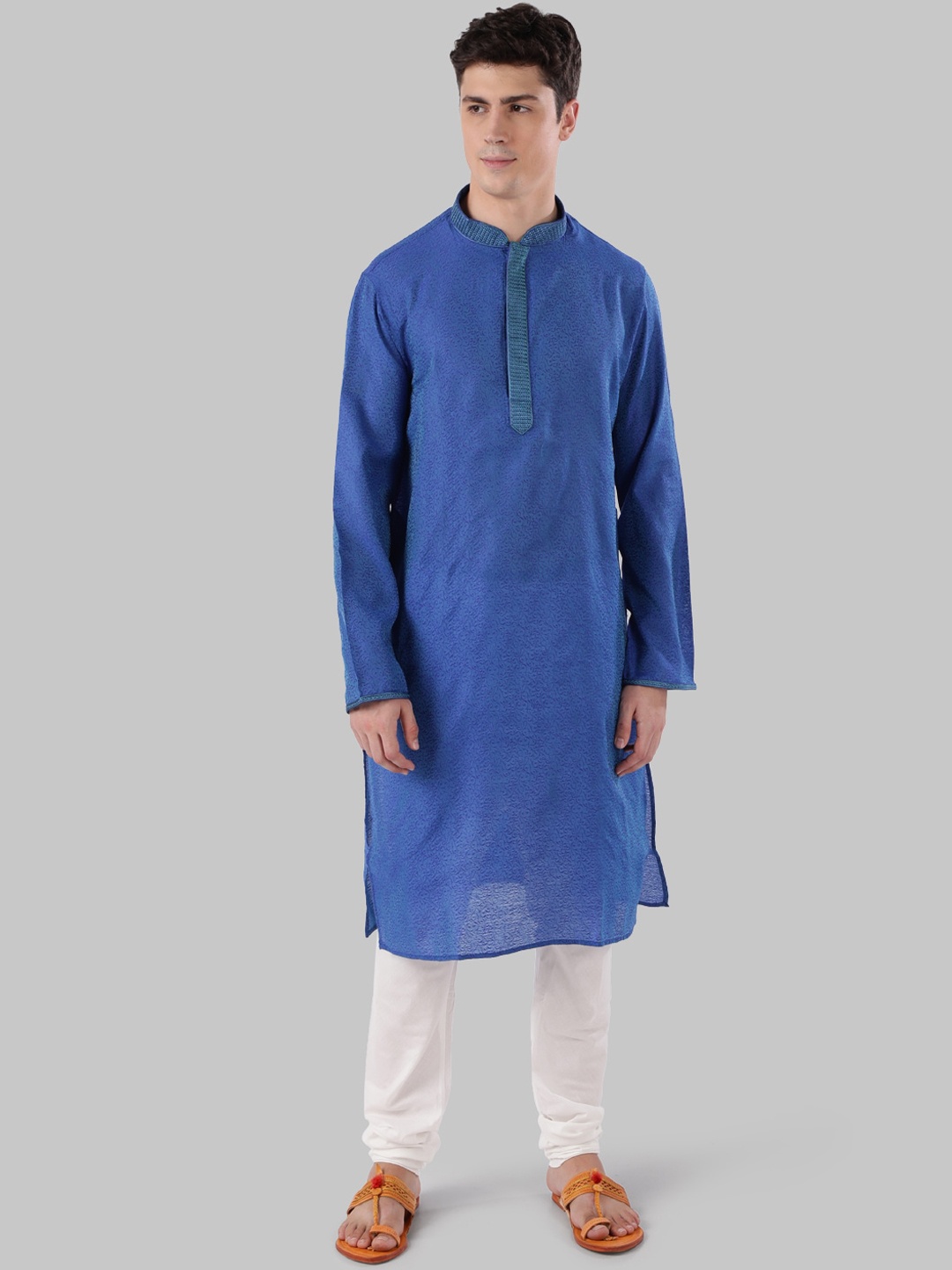 

Ethnix by Raymond Men Blue Solid Straight Kurta