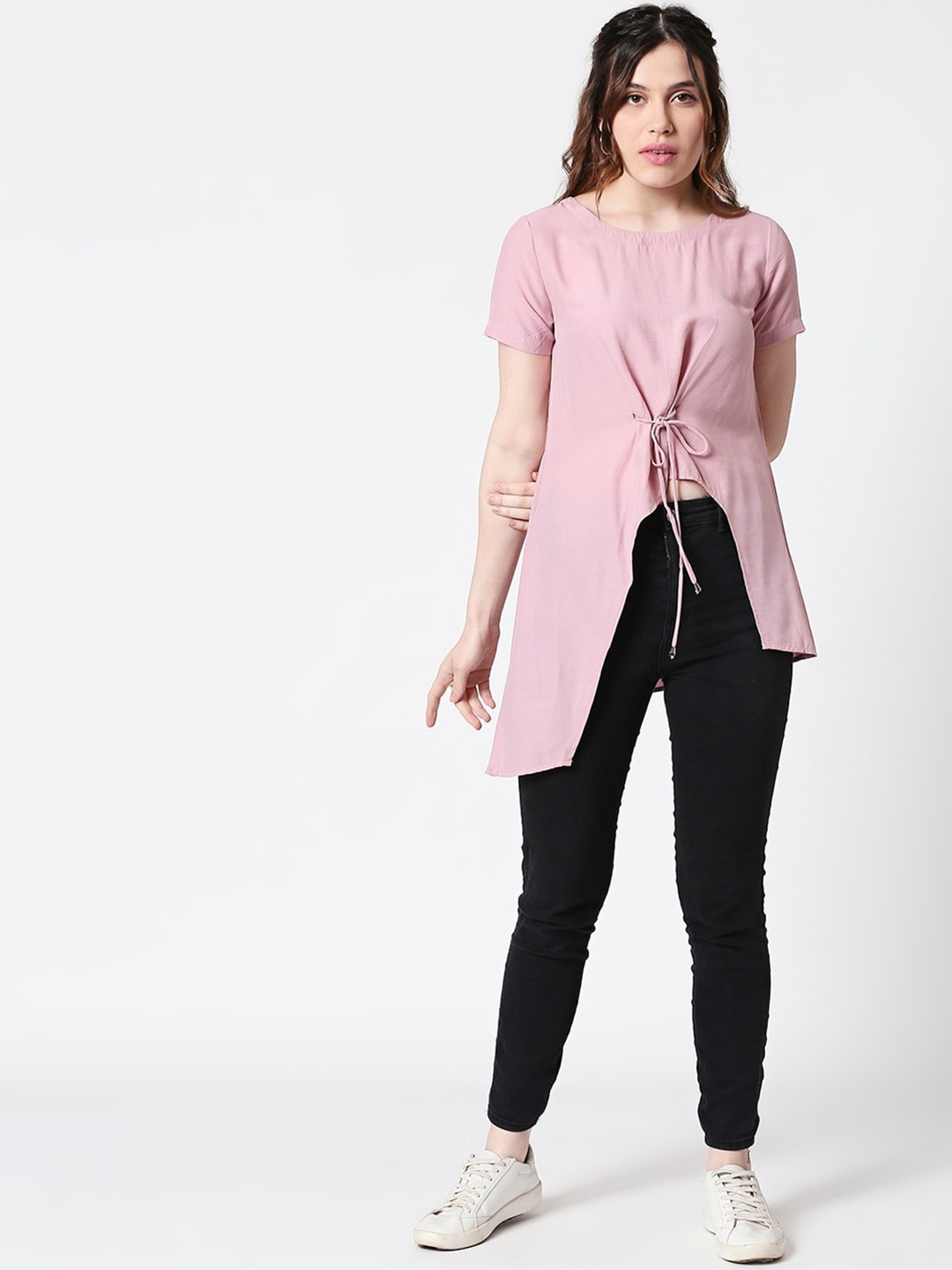 

TERQUOIS Women Yellow Solid Top, Pink