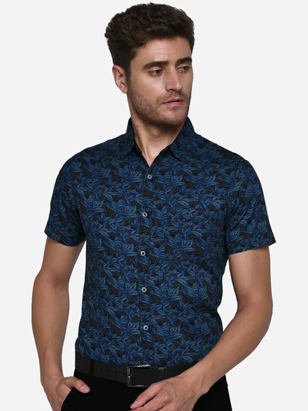 

Greenfibre Men Blue Slim Fit Printed Casual Shirt