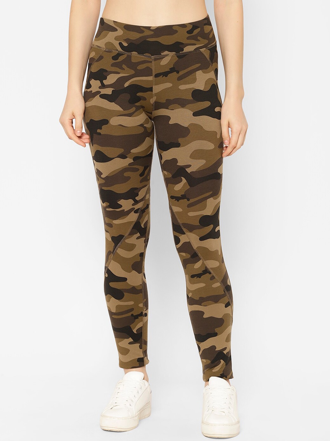 

SAPPER Women Brown & Black Camouflage-Print Slim-Fit Track Pants