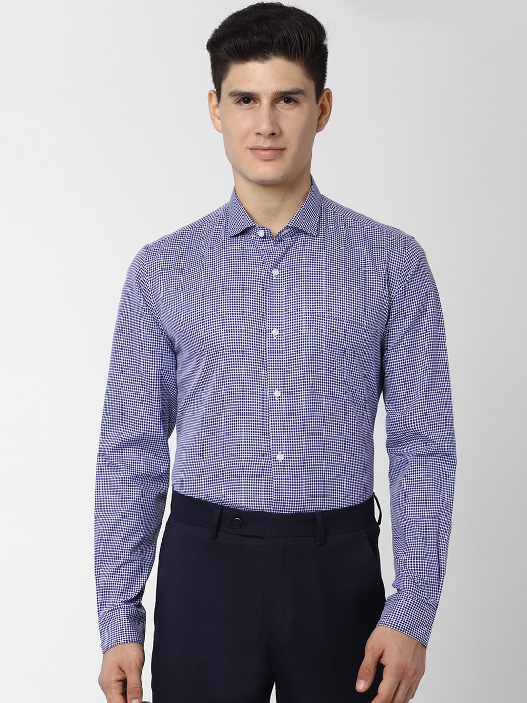 

Peter England Men Navy Blue & Off-White Regular Fit Printed Formal Shirt