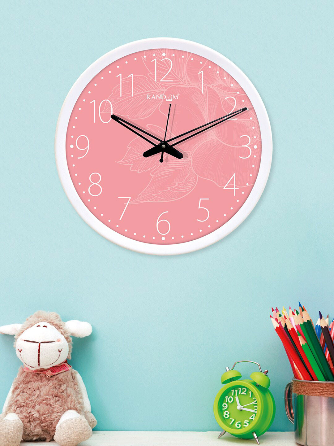 

RANDOM Pink & White Printed Round Analogue Wall Clock