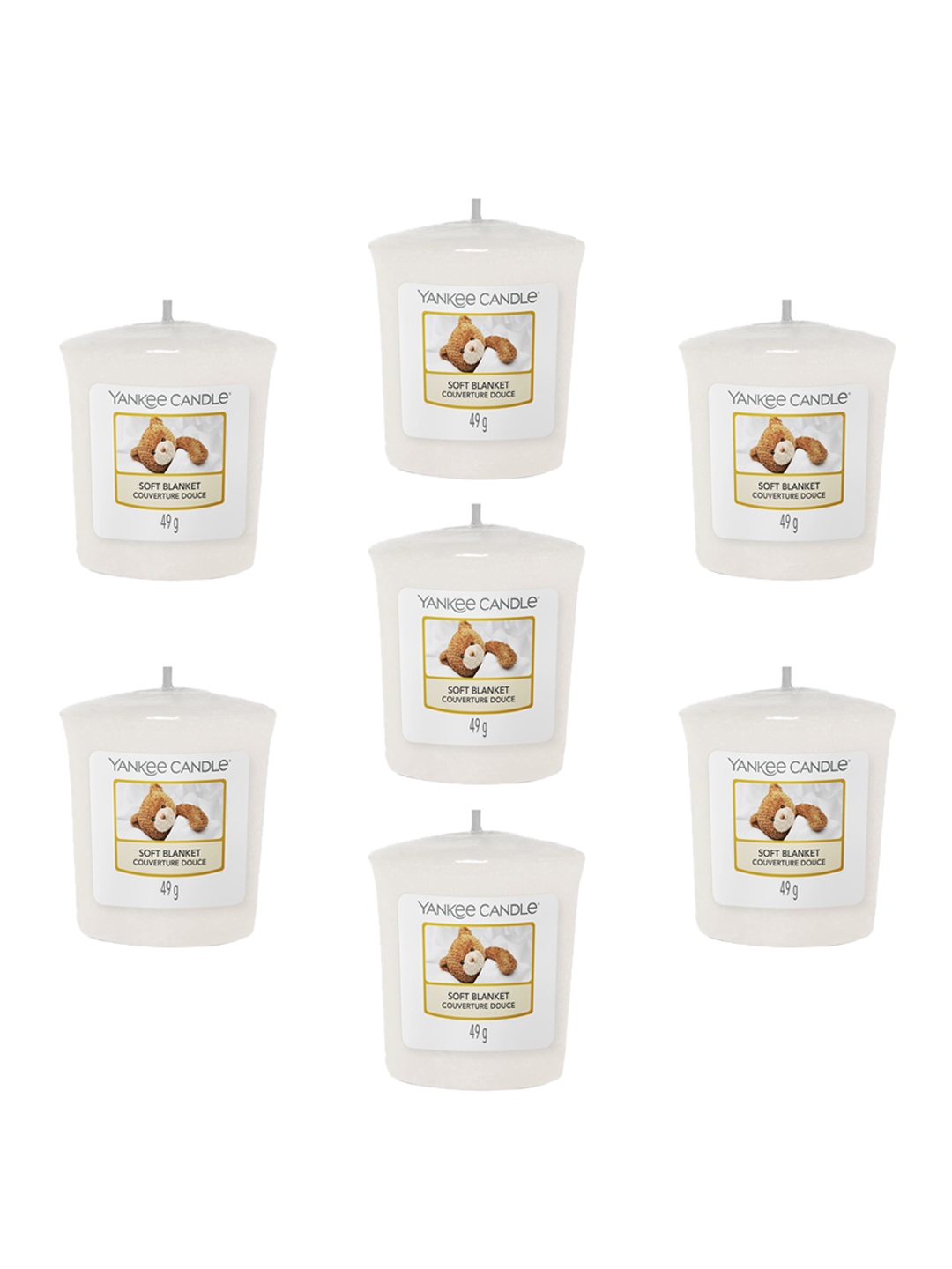 

YANKEE CANDLE Set Of 7 Off-White Solid Classic Votive Soft Blanket Scented Candles