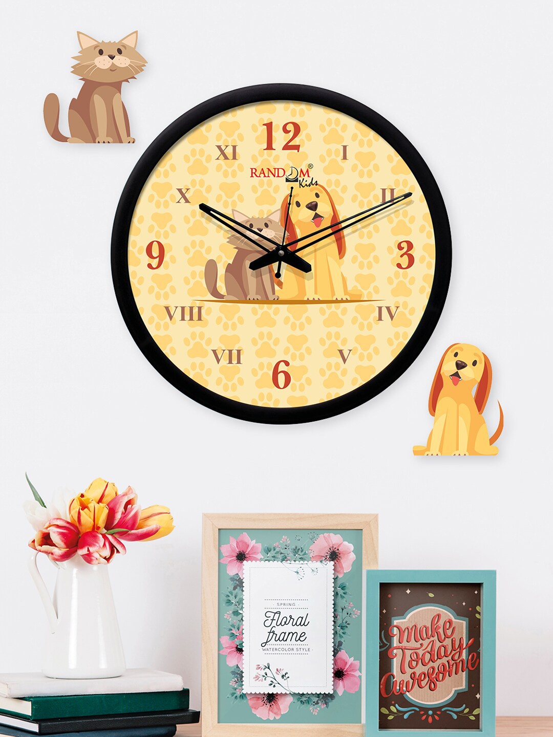 

RANDOM Black & Yellow Round Printed Analogue Wall Clock