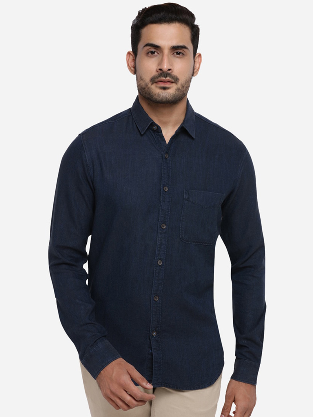 

Greenfibre Men Blue Slim Fit Solid Casual Shirt