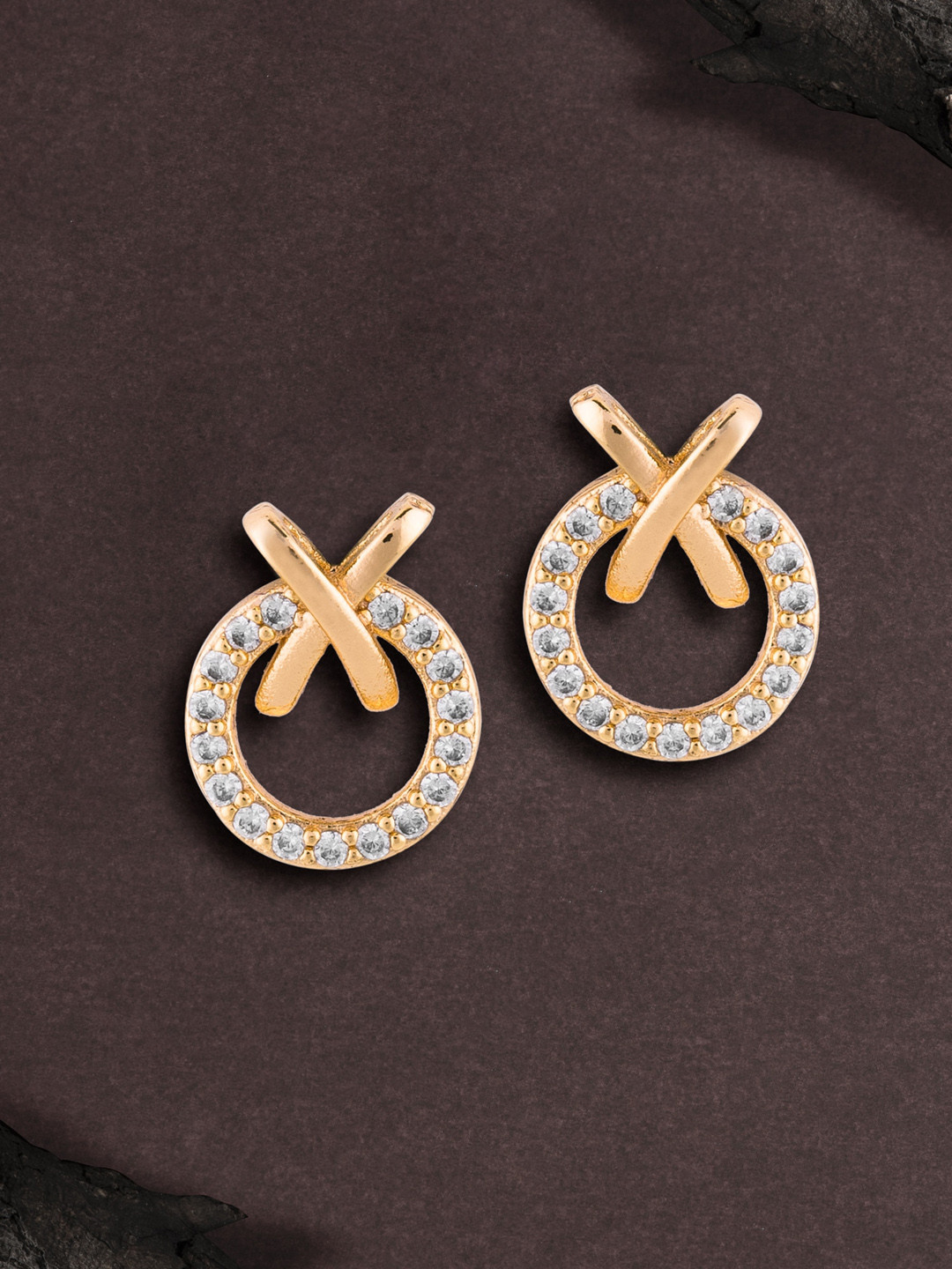 

E2O Gold-Plated CZ Studded Circular Studs