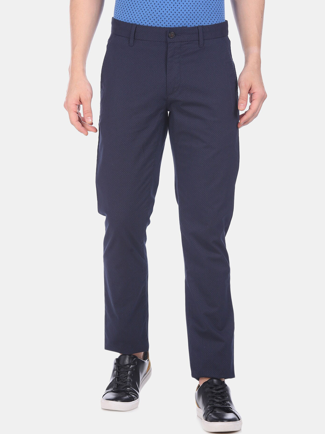 

Arrow Sport Men Navy Blue Regular Fit Solid Regular Trousers