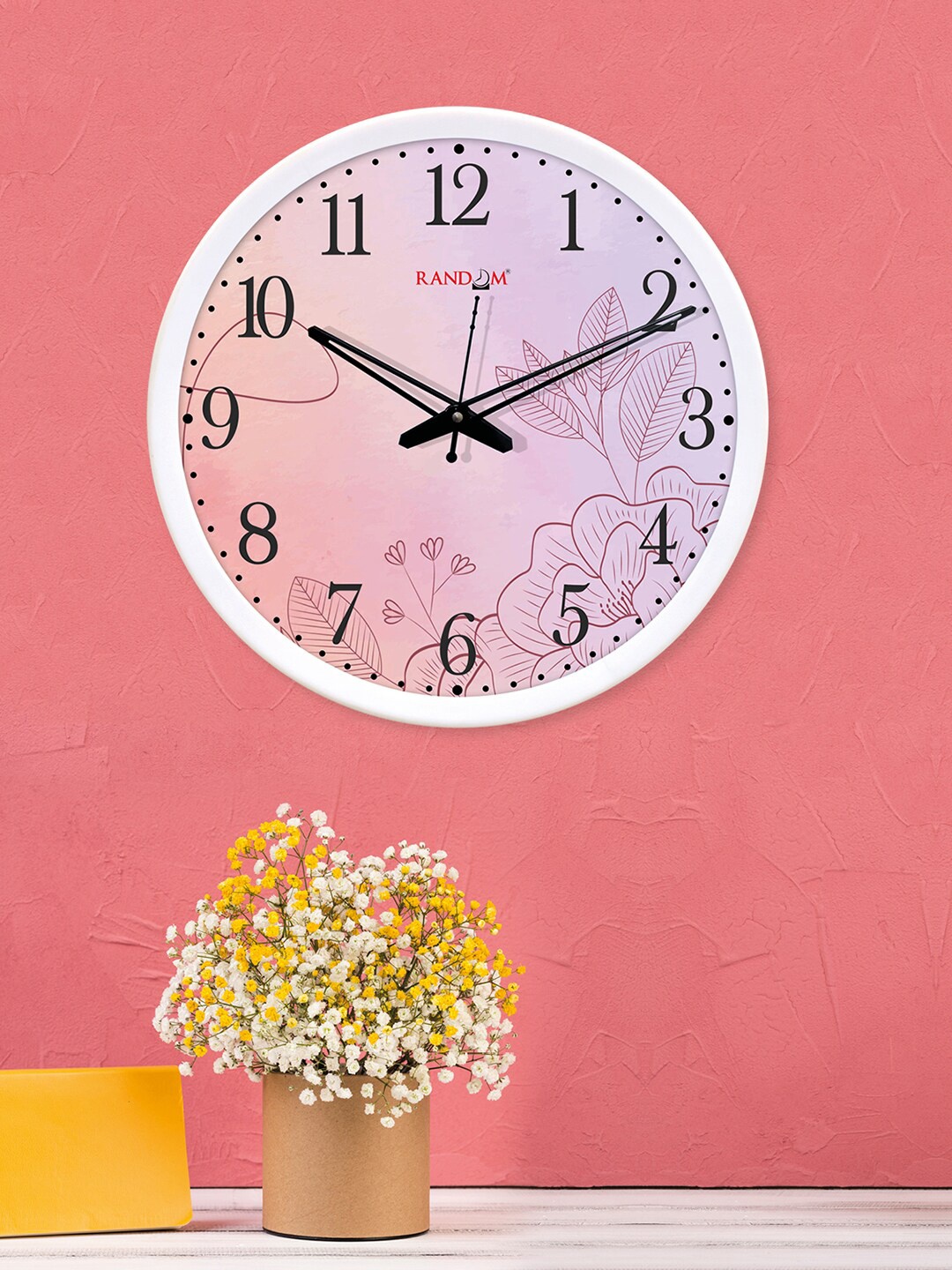 

RANDOM White & Pink Printed Analogue Wall Clock