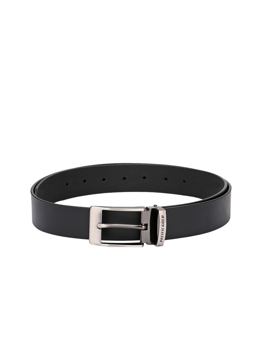 

Pacific Gold Men Black Solid Genuine Leather Belt