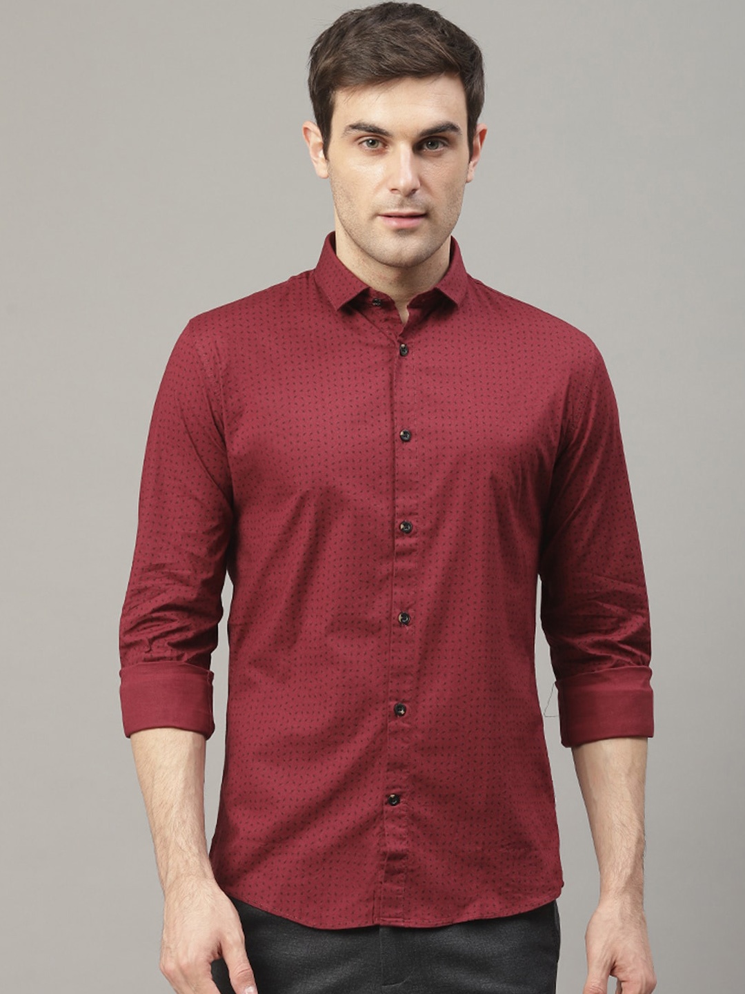 

LINDBERGH Men Red Slim Fit Printed Casual Shirt