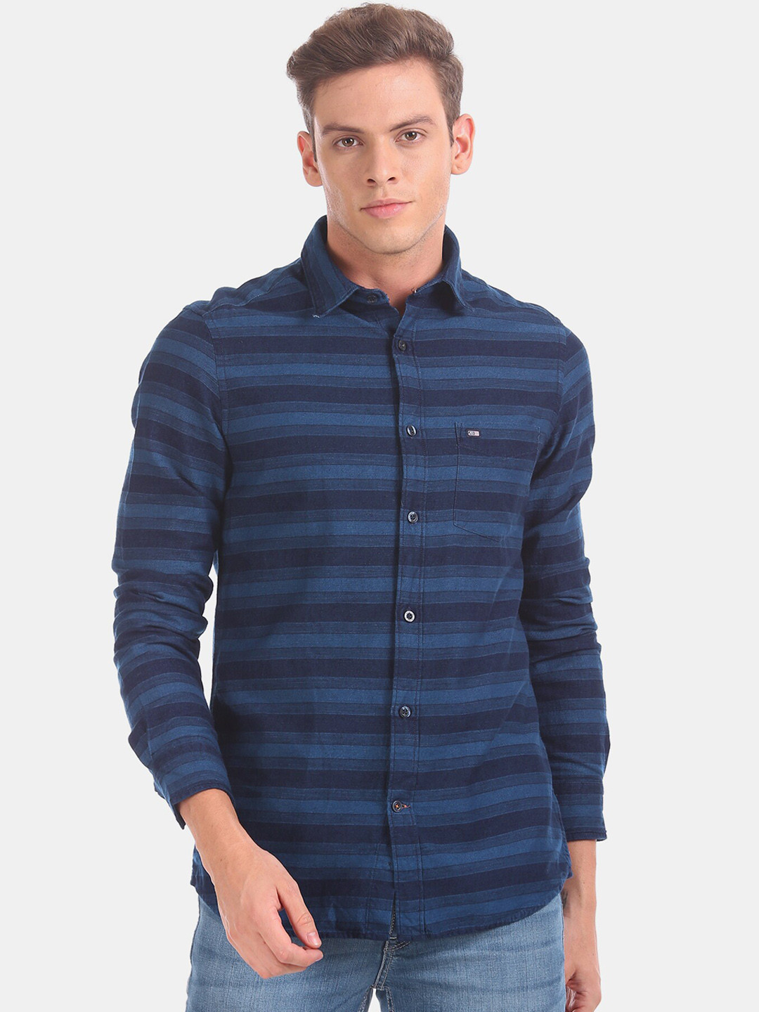 

Arrow Sport Men Blue Regular Fit Striped Casual Shirt