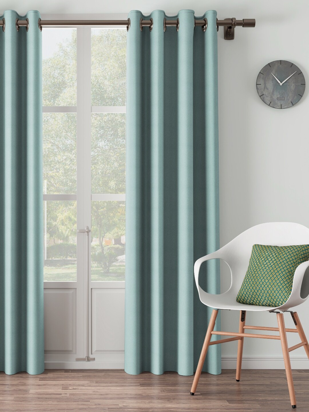 DDecor Turquoise Blue Solid Single Long Door Curtain