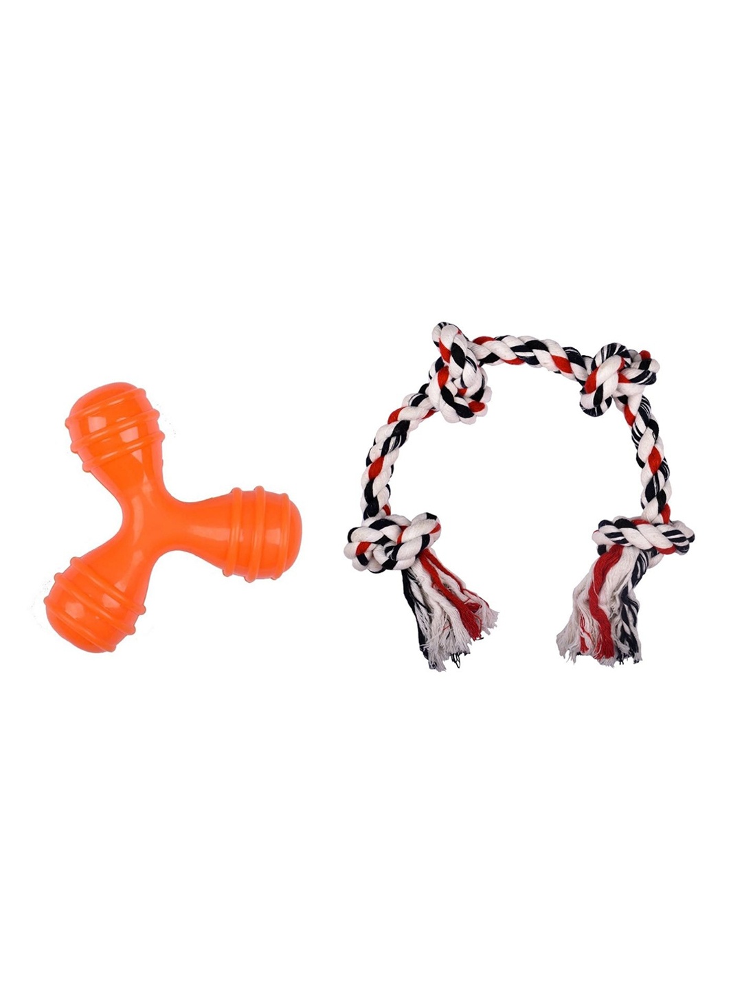

Poochles Multicoloured Starbell & Four Knot Rope Combo Dog Toys, Multi