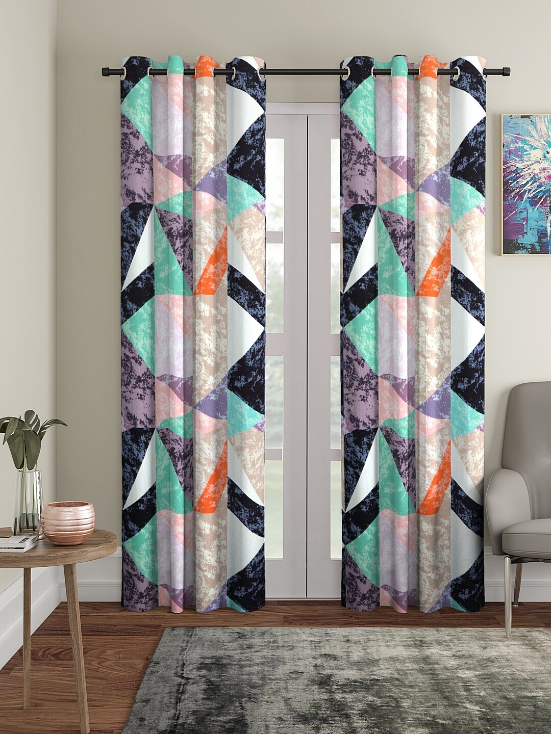 

Cortina Multicoloured Set of 2 Digital Printed Door Curtains, Multi