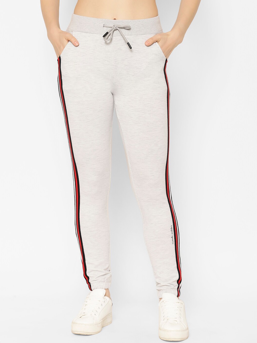 

SAPPER Women Grey-Melange & Black Solid Slim-Fit Joggers