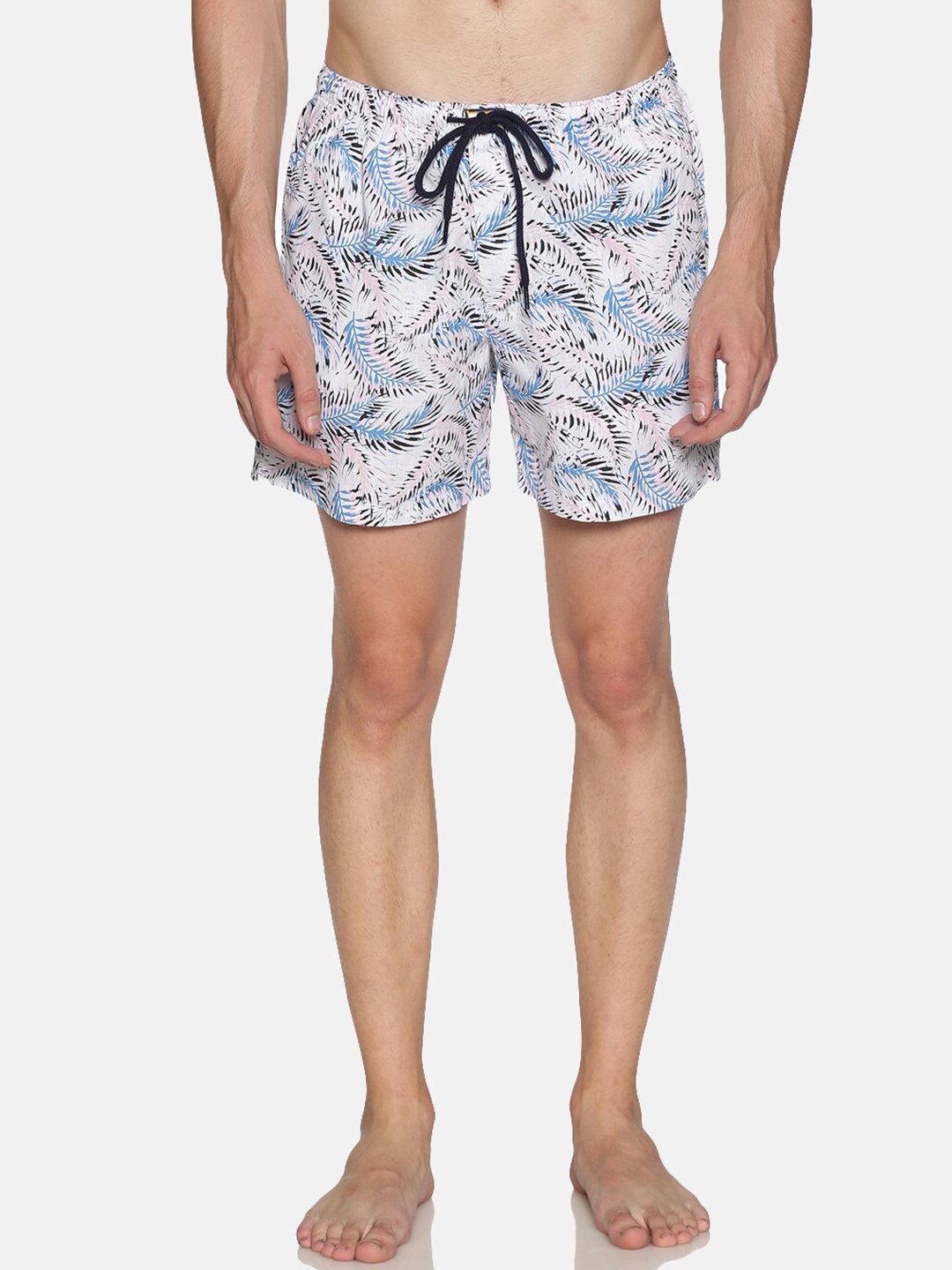 

Bene Kleed Men White & Blue Printed Anti-Bacterial Pure Cotton Boxers-BOMBS03SC05L35-4231