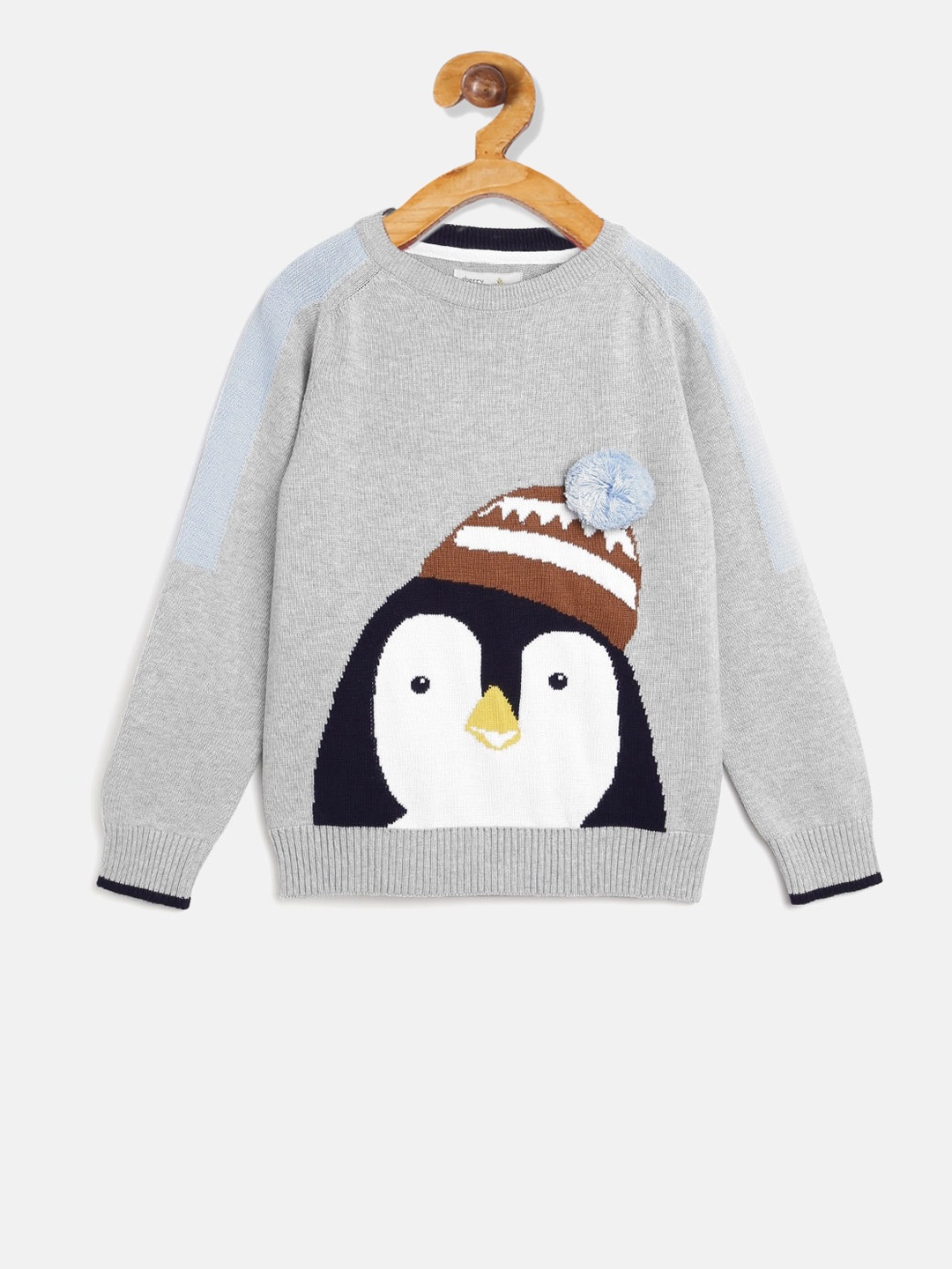 

Cherry Crumble Boys Grey & Black Penguin Appliqued Pullover Sweater