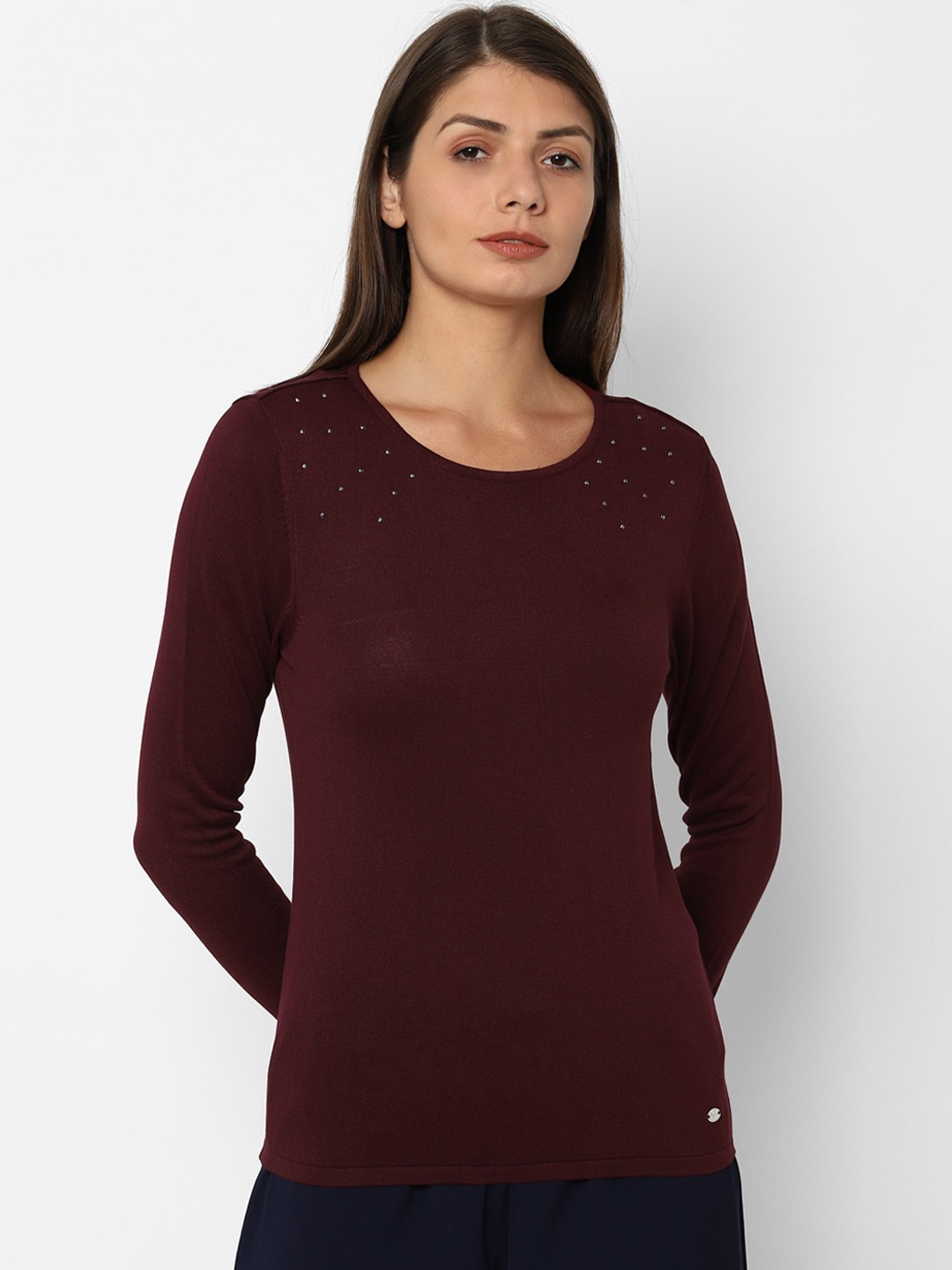 Allen Solly Woman Women Maroon Solid Top