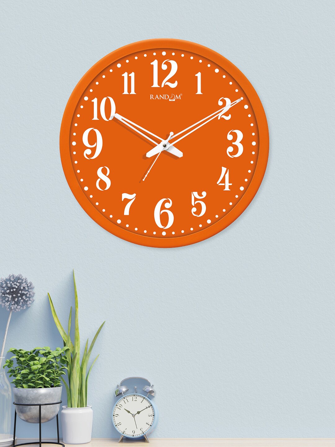 

RANDOM Orange & White Round Solid Analogue Wall Clock
