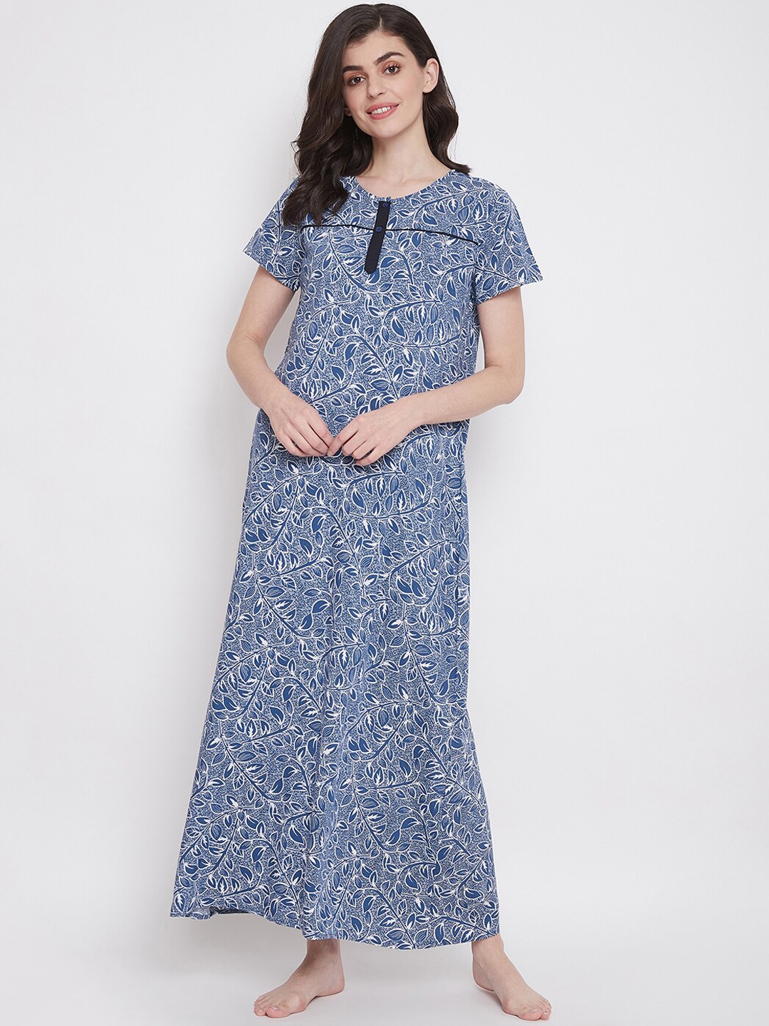 

Clovia Blue & Off-White Printed Nightdress