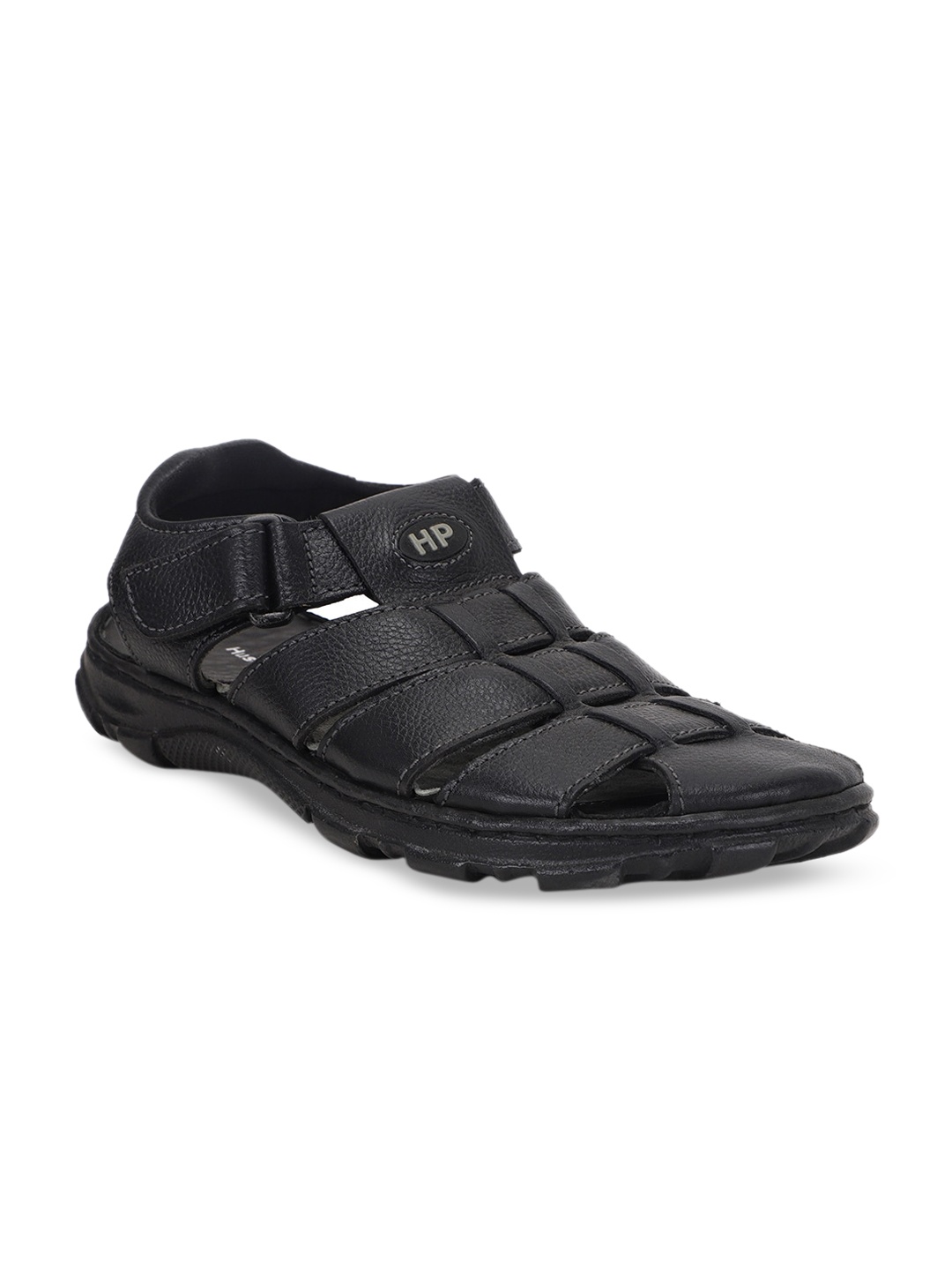 

Hush Puppies Men Black Leather Fisherman Sandals