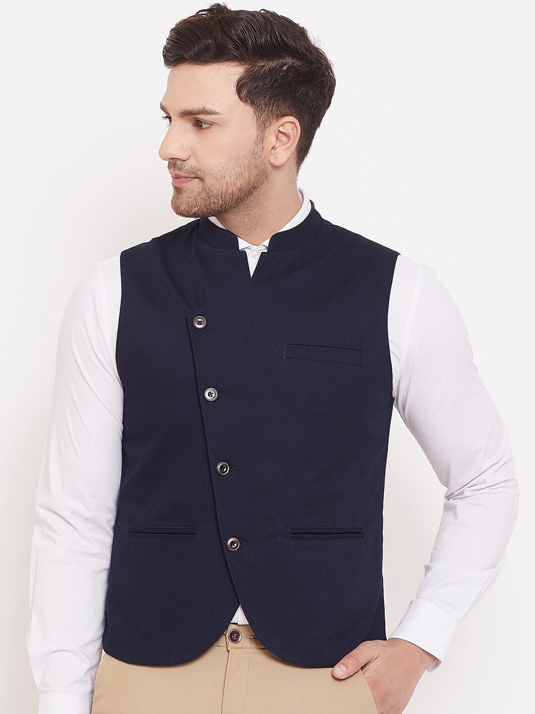 

CHILL WINSTON Men Navy Blue Solid Waistcoat