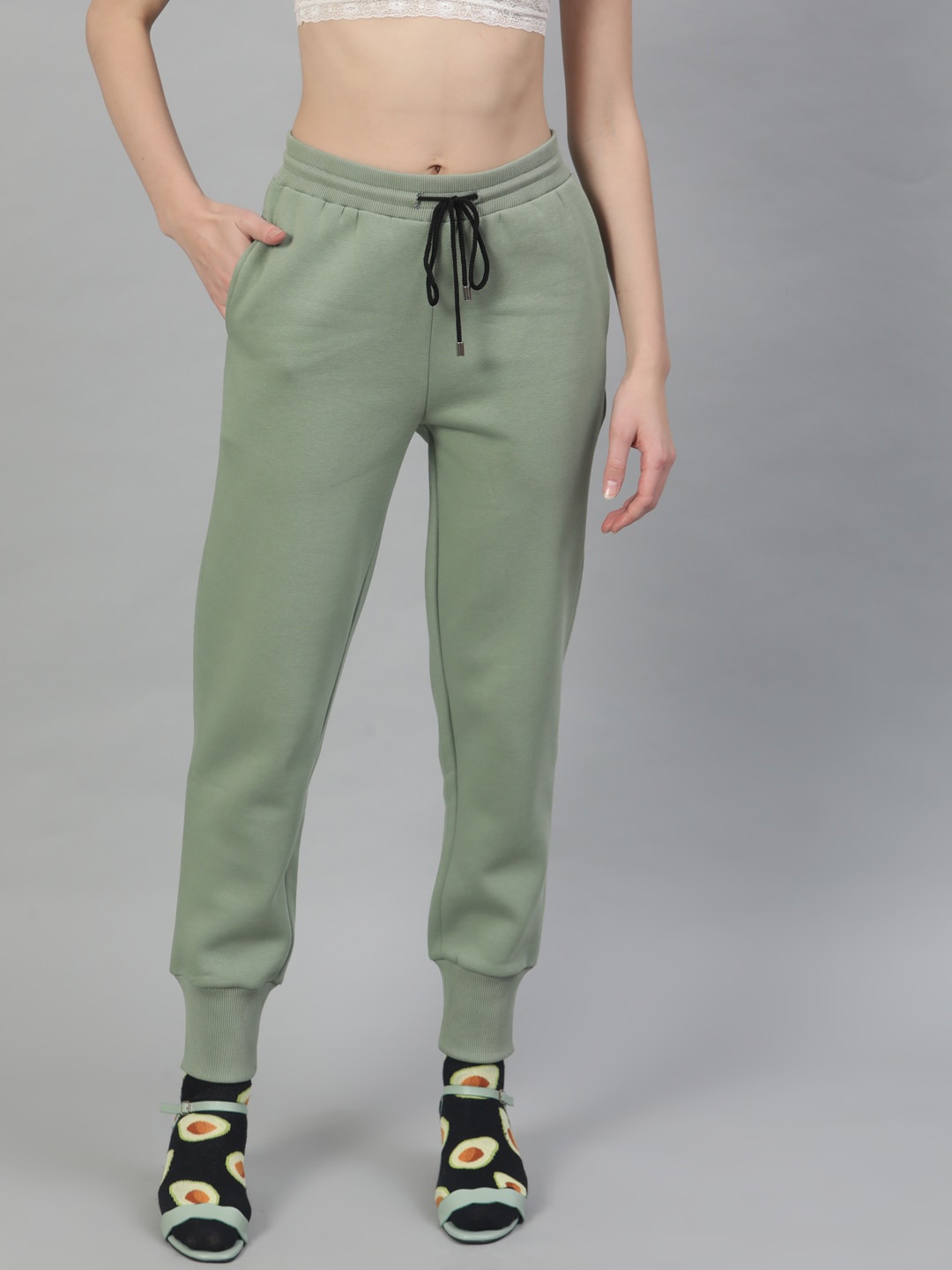 

STREET 9 BASICS Women Olive Green Regular Fit Solid Joggers