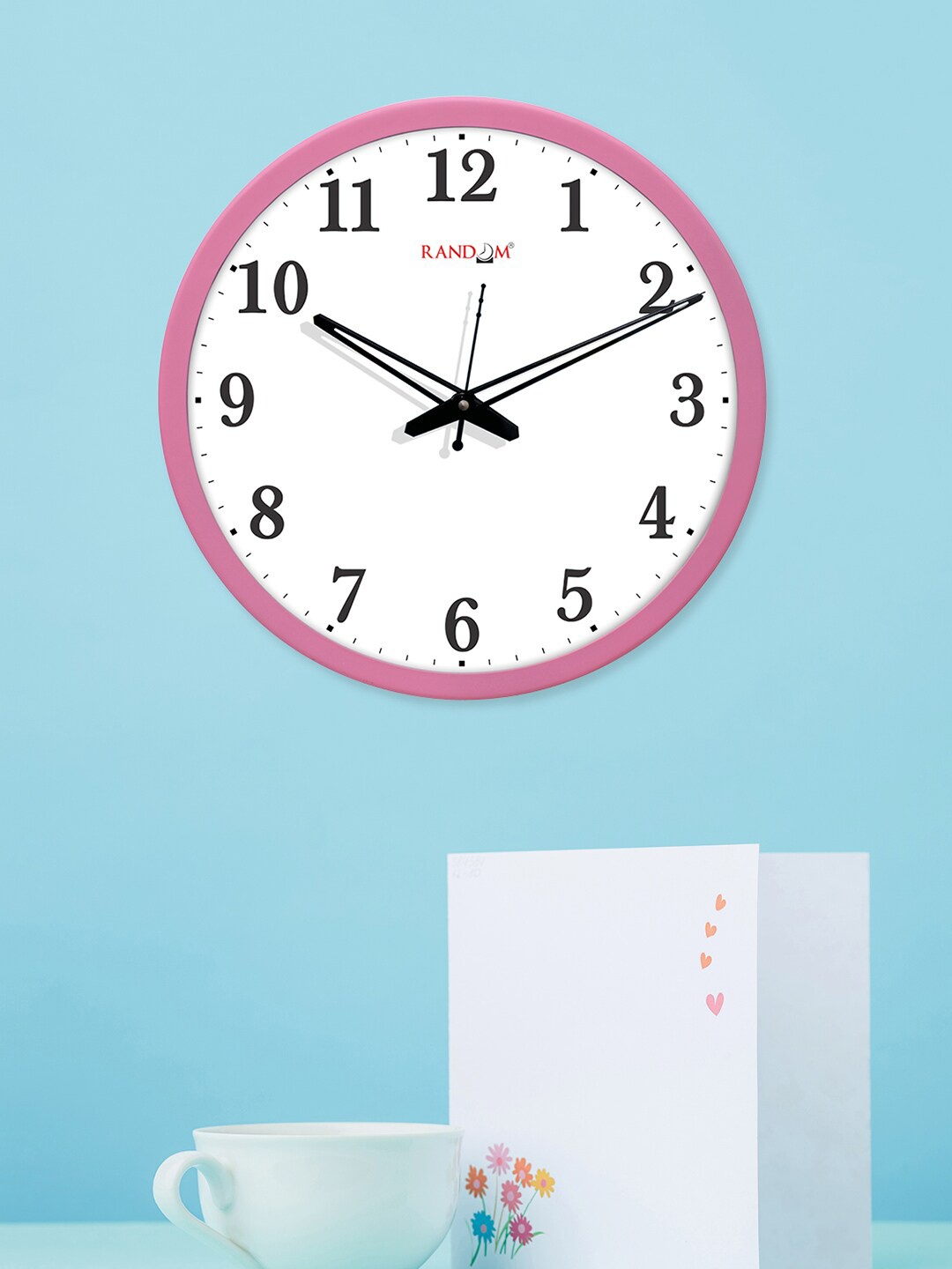 

RANDOM Unisex Pink & White Round Analogue Wall Clock