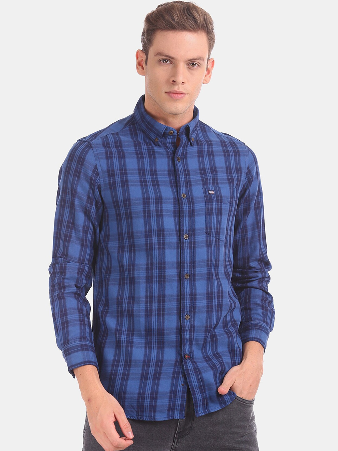 

Arrow Sport Men Blue Regular Fit Checked Casual Shirt