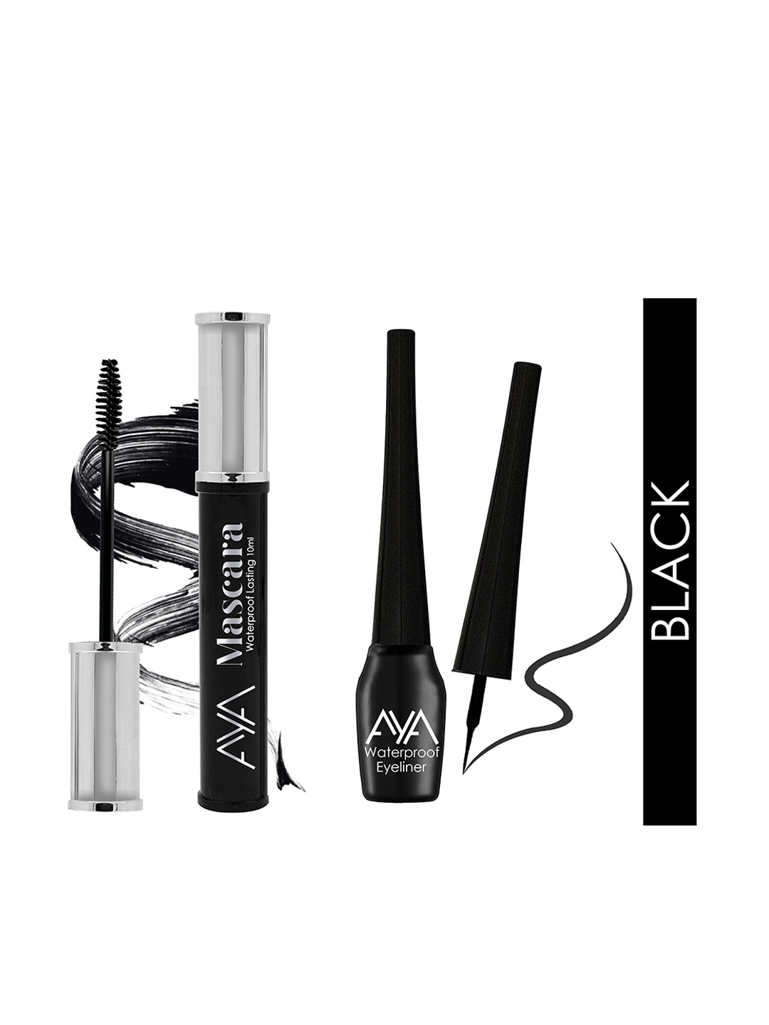 

AYA Black Combo Pack of Waterproof Eyeliner 5 ml & Waterproof Lasting Mascara 10 ml