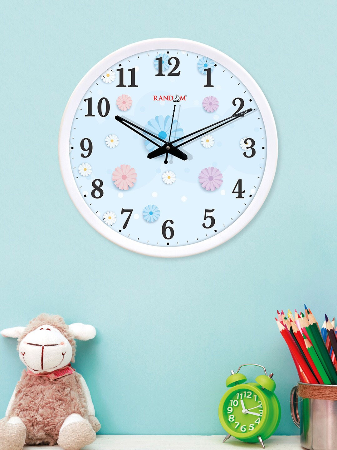 

RANDOM White & Blue Printed Analogue Wall Clock