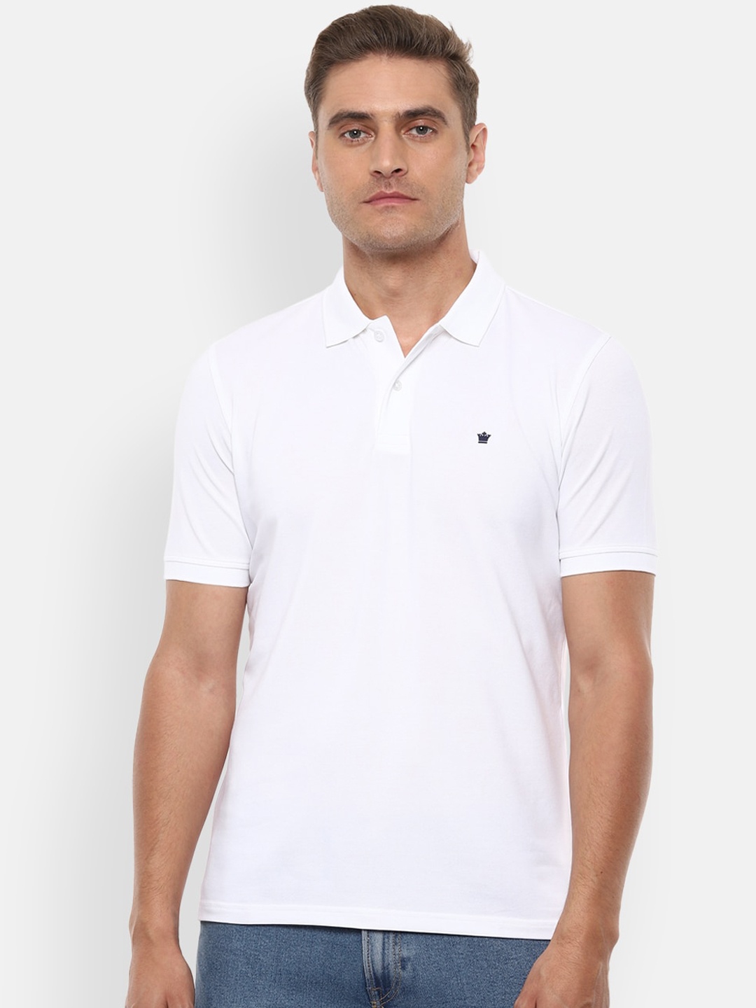 

Louis Philippe Men White Polo Collar T-shirt