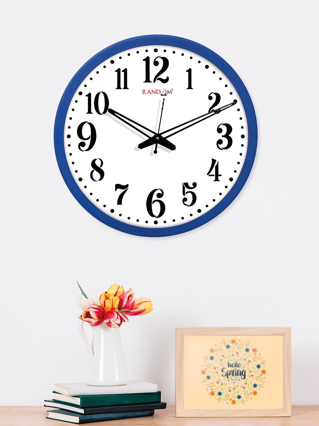 

RANDOM Blue & White Solid Round Shaped Wall Clock With Glass