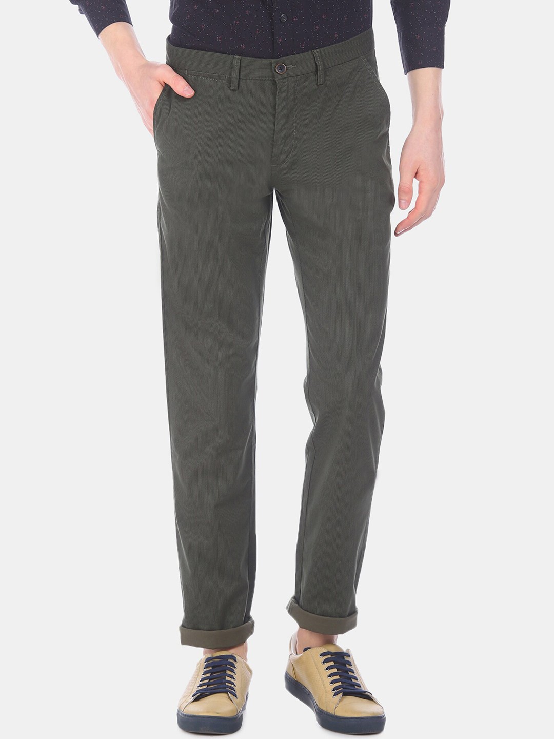 

Arrow Sport Men Olive Green Regular Fit Solid Regular Trousers