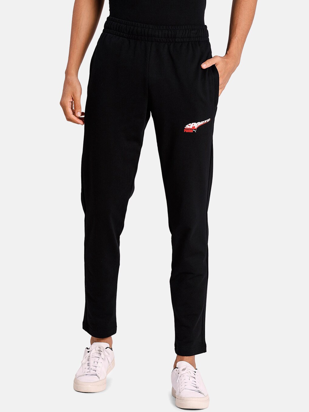 Puma Men Black Solid Straight-Fit Track Pants