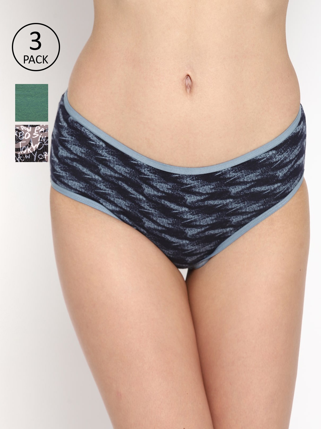 

Skidlers Women Pack of 3 Assorted Hipster Briefs SKD-BRIEF-45-NAVY-43-BROWN-40-GREEN